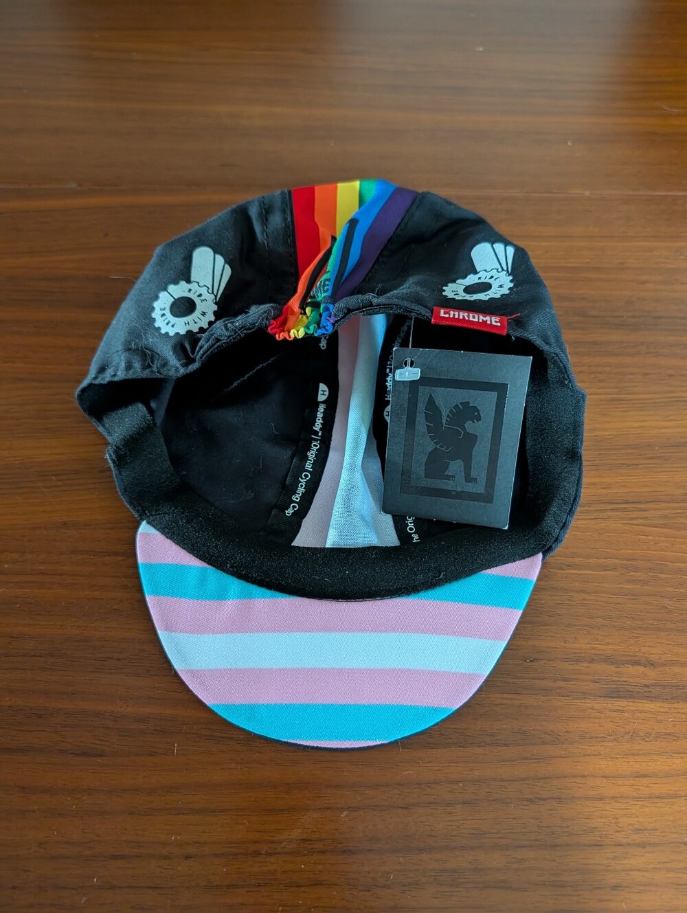 Chrome lndustries Ride With Pride Cycling Cap Black Rainbow - Picture 7 of 8